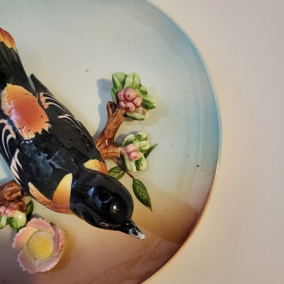 Vintage 3D Baltimore Oriole Wall Hanging Plate Japan - Picture 4 of 6